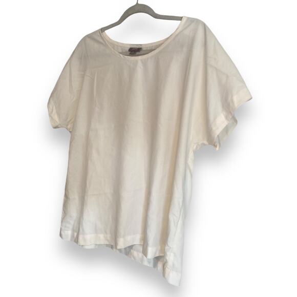 Womens J.Jill White Pique Modern Boxy Cropped Buttery Soft Modal Top Size Medium - Picture 3 of 16